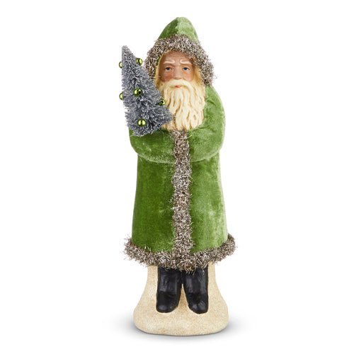 12" Green Velvet Santa - RAZ - Nifty Decor & More