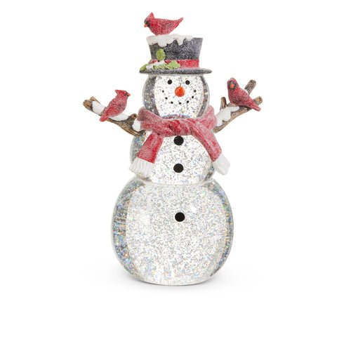 12" Lighted Snowman with Silver Swirling Glitter Christmas decor