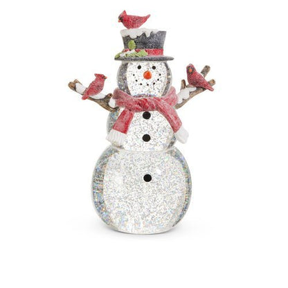 12" Lighted Snowman with Silver Swirling Glitter - Nifty Decor & More