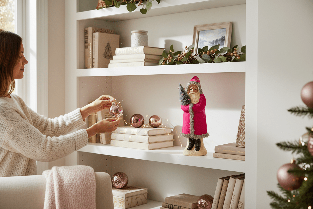 12" Pink Velvet Santa - Nifty Decor & More