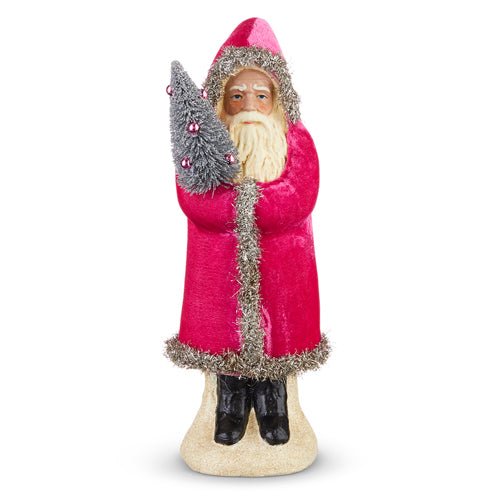12" Pink Velvet Santa - RAZ