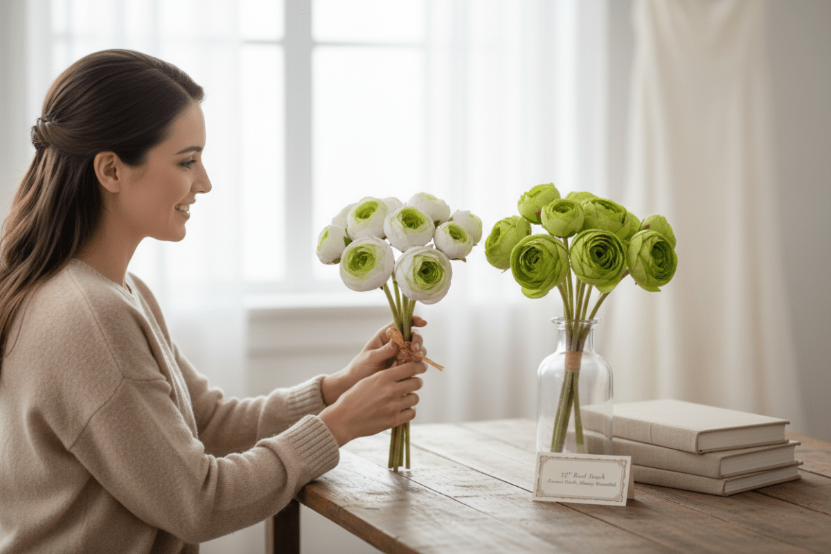 12" Real Touch Ranunculus Bundle - Nifty Decor & More