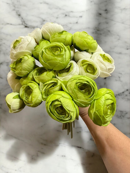 12" Real Touch Ranunculus Bundle | Artificial Flowers for Home Decor & Wedding Arrangements, Lifesize Floral Accents Faux Flowers