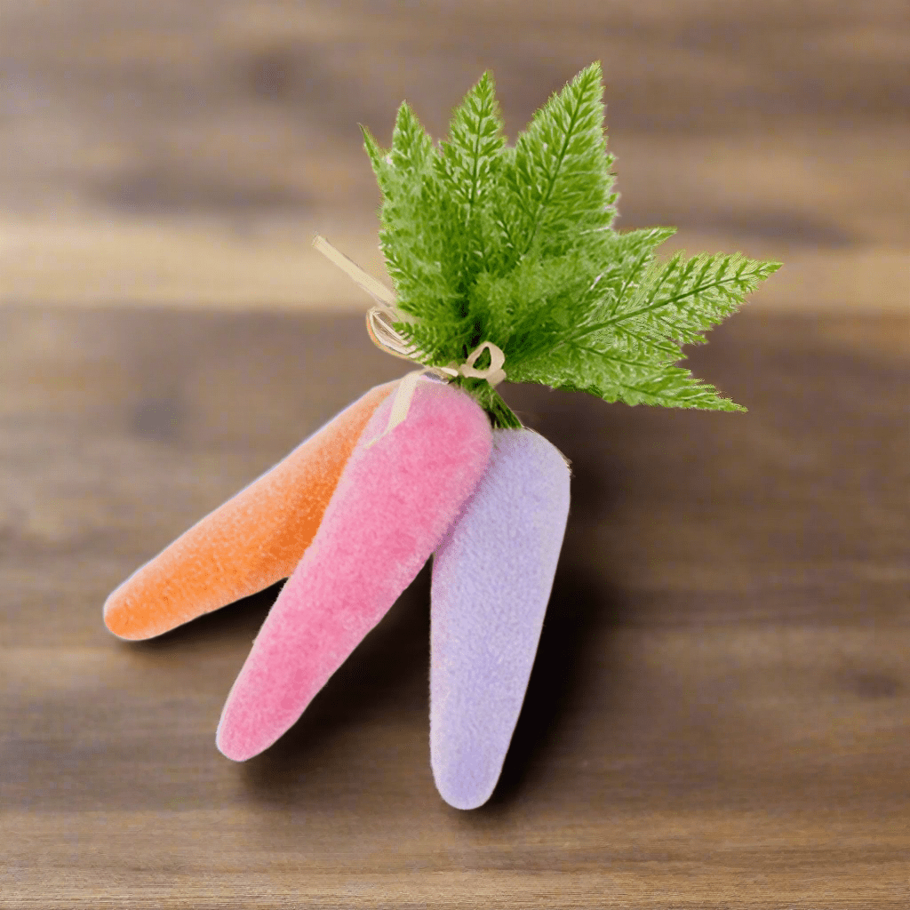 12" Sherbet Flocked Carrot Bundle | Artificial Carrots for Spring Decorating, Easter Decor, Home Accents & More - Nifty Decor & More