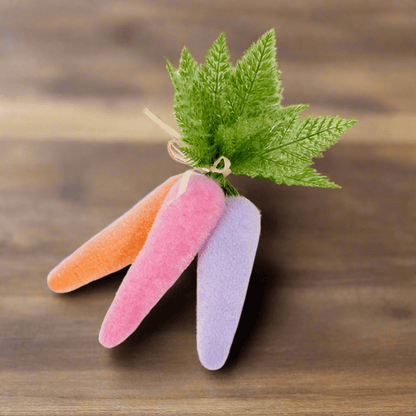 12" Sherbet Flocked Carrot Bundle | Artificial Carrots for Spring Decorating, Easter Decor, Home Accents & More - Nifty Decor & More
