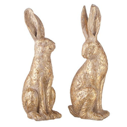 12.25” Gold Leaf Rabbit - Decorative Bunny Figurine for Home Decor, Easter Centerpiece & Spring Decor Accent Shelf Sitter