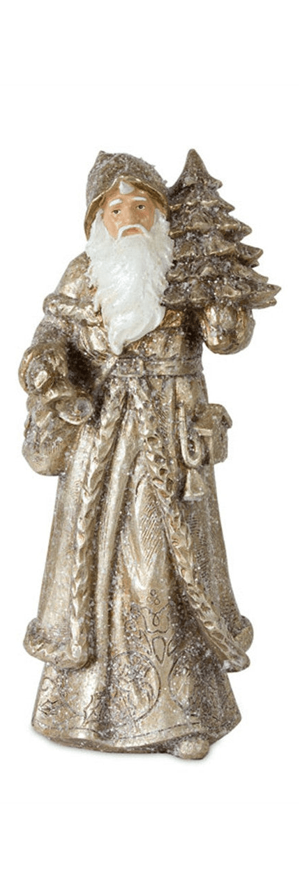 12.25" Metallic Gold Santa Resin Sculptures - Nifty Decor & More