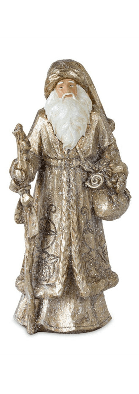 12.25" Metallic Gold Santa Resin Sculptures Design 2
