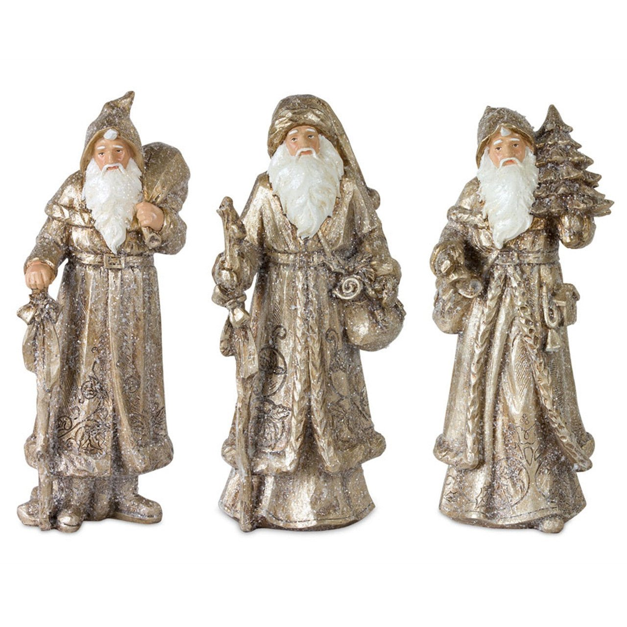 12.25" Metallic Gold Santa Resin Sculptures