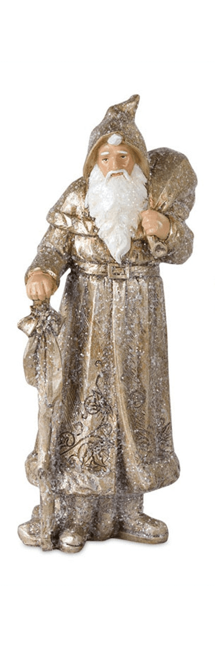 12.25" Metallic Gold Santa Resin Sculptures - Nifty Decor & More