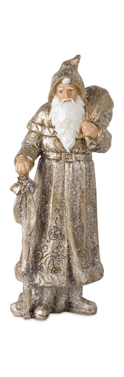 12.25" Metallic Gold Santa Resin Sculptures - Nifty Decor & More