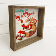 Vintage 1950s Christmas Signs with Retro Santa Joy & Cheer