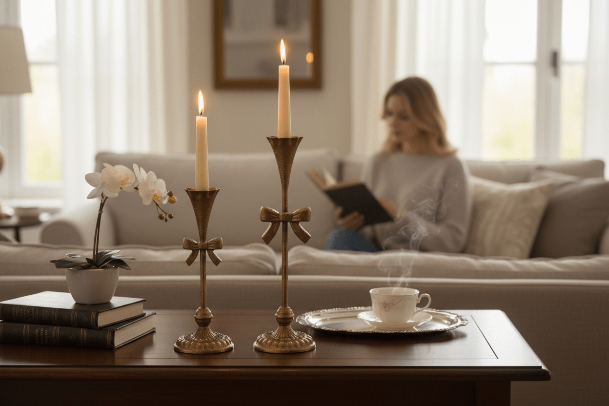 13" Bow Candlesticks - SET - Nifty Decor & More