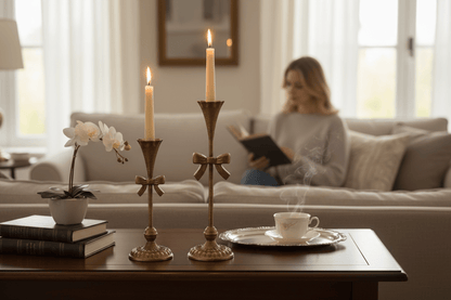 13" Bow Candlesticks - SET - Nifty Decor & More