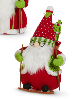 13" Holly-Day Skiing Santa Gnome Tree
