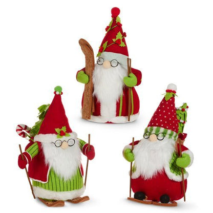 13" Holly - Day Skiing Santa Gnome - Nifty Decor & More