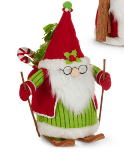 13" Holly - Day Skiing Santa Gnome - Nifty Decor & More