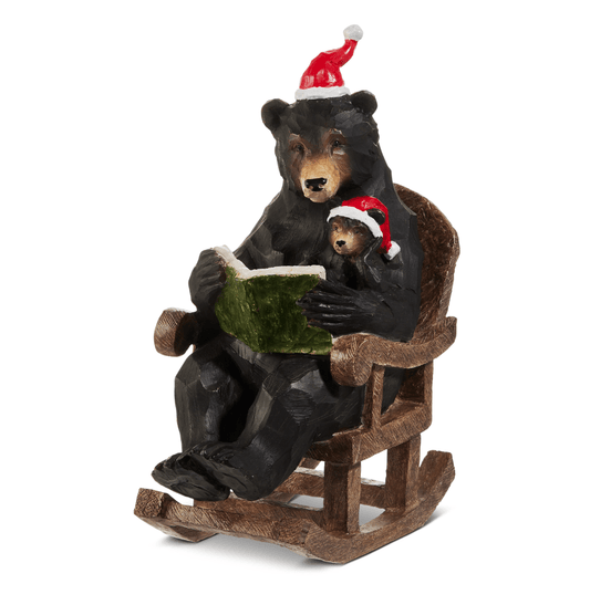 13" Wood Look Papa Bear Reading with Baby - Nifty Decor & More