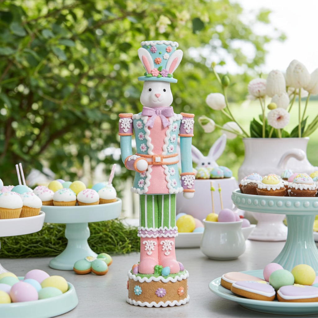 13.5" Easter Bunny Gingerbread Nutcracker - Nifty Decor & More
