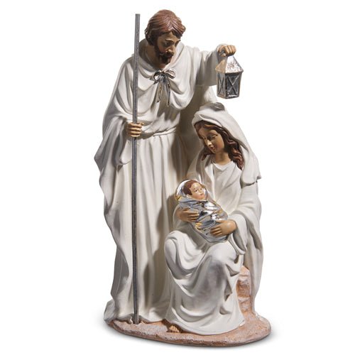 13.5" Ivory and Silver Holy Family