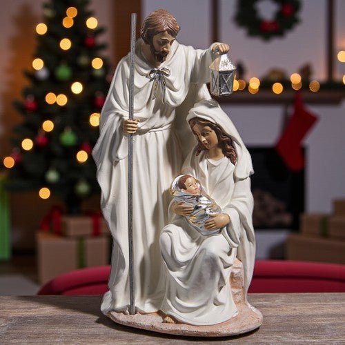 13.5" Ivory and Silver Holy Family - Nifty Decor & More