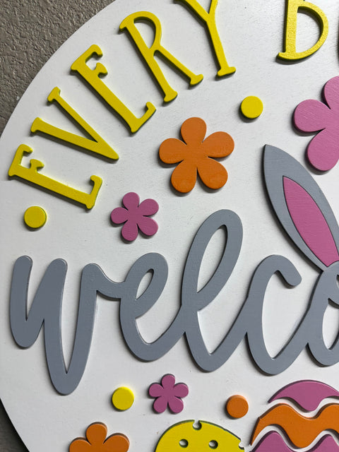 Every Bunny’s Welcome Hanger | Colorful Spring Easter Wall Decor | Cute Bunny Decor for Home