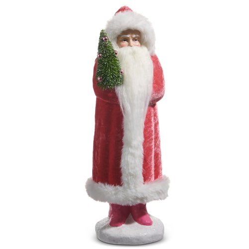 14.25" Pink Velvet Santa - Nifty Decor & More