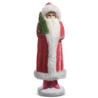 14.25" Pink Velvet Santa - Nifty Decor & More