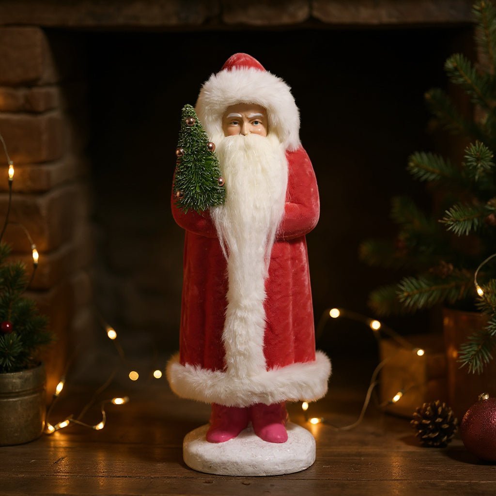 14.25" Pink Velvet Santa - Nifty Decor & More