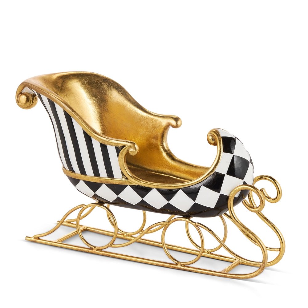 14.5" Black and White Checkered Sleigh - Nifty Decor & More