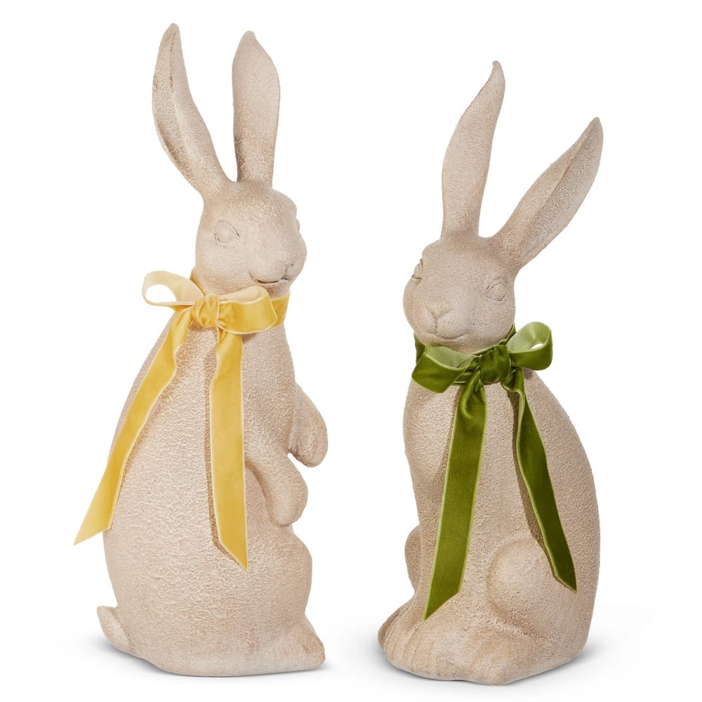 14.5" Concrete Look Rabbit with Bow - Nifty Decor & More