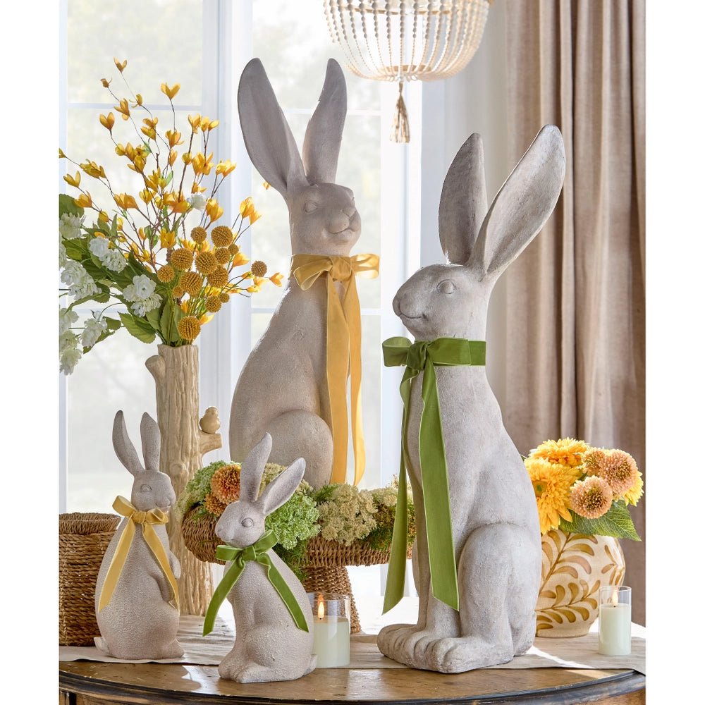 14.5" Concrete Look Rabbit with Bow - Nifty Decor & More