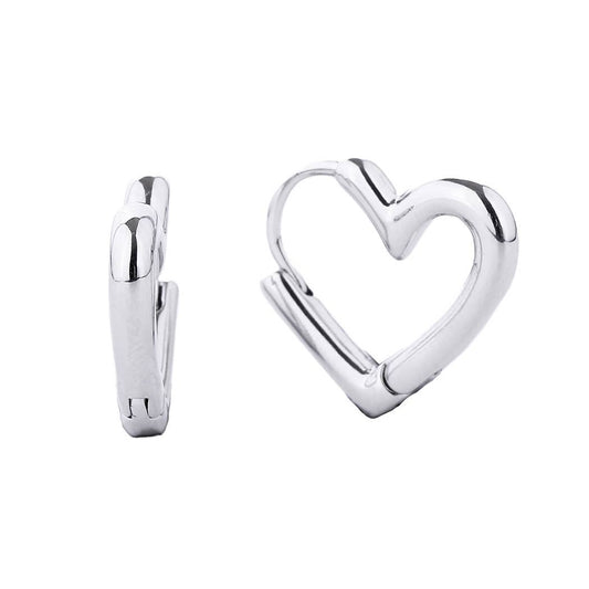 14K Gold-Dipped Heart-Shaped Huggie Earring WHITE GOLD One Size