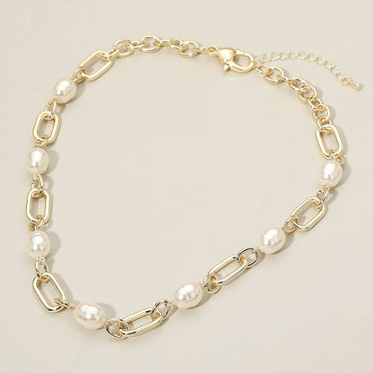 14K Gold Plated Pearl Link Chain Necklace - Nifty Decor & More