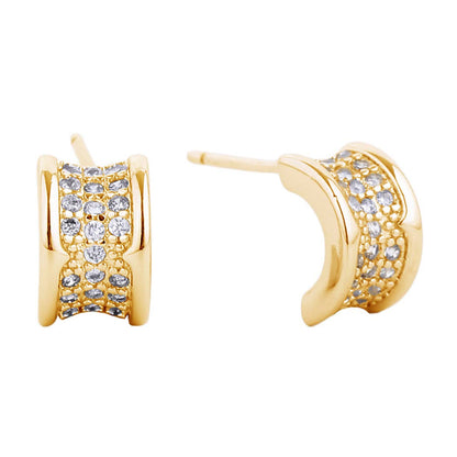14K Paved Post Earring Gold - Dipped CZ - Nifty Decor & More