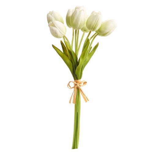 15" Real Touch Light Green Tulip Bundle | Artificial Flowers for Home Decor & Wedding Arrangements - Nifty Decor & More