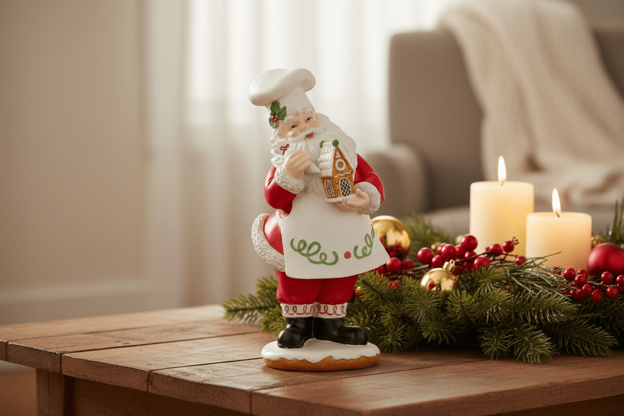15" Red Gingerbread House Santa - Nifty Decor & More
