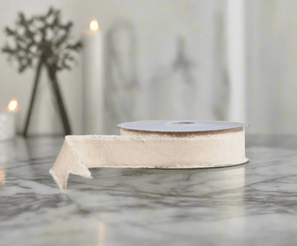 1.5" x 10 Yards Ivory Velvet Wired Ribbon - Elegant Neutral Christmas Ribbon - Nifty Decor & More