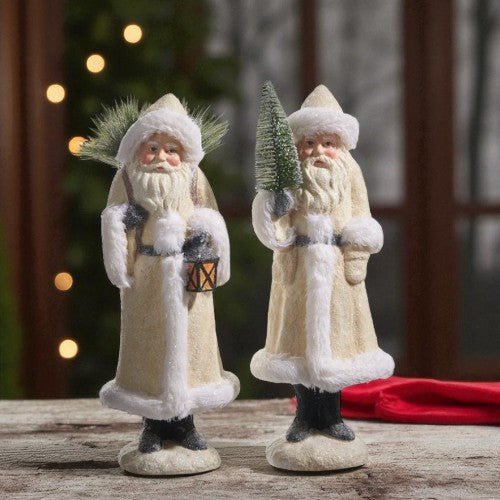 15.5" Ivory Old World Santa with Pine - Nifty Decor & More