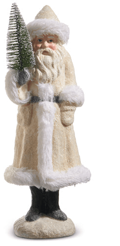 15.5" Ivory Old World Santa with Pine - Nifty Decor & More