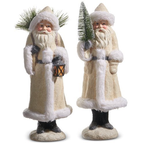 15.5" Ivory Old World Santa with Pine - Nifty Decor & More