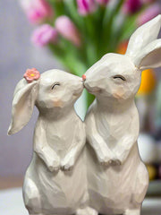 Kissing Bunny Couple Figurine | Cute Resin Wedding & Housewarming Gift for Couples | Adorable Home Decor