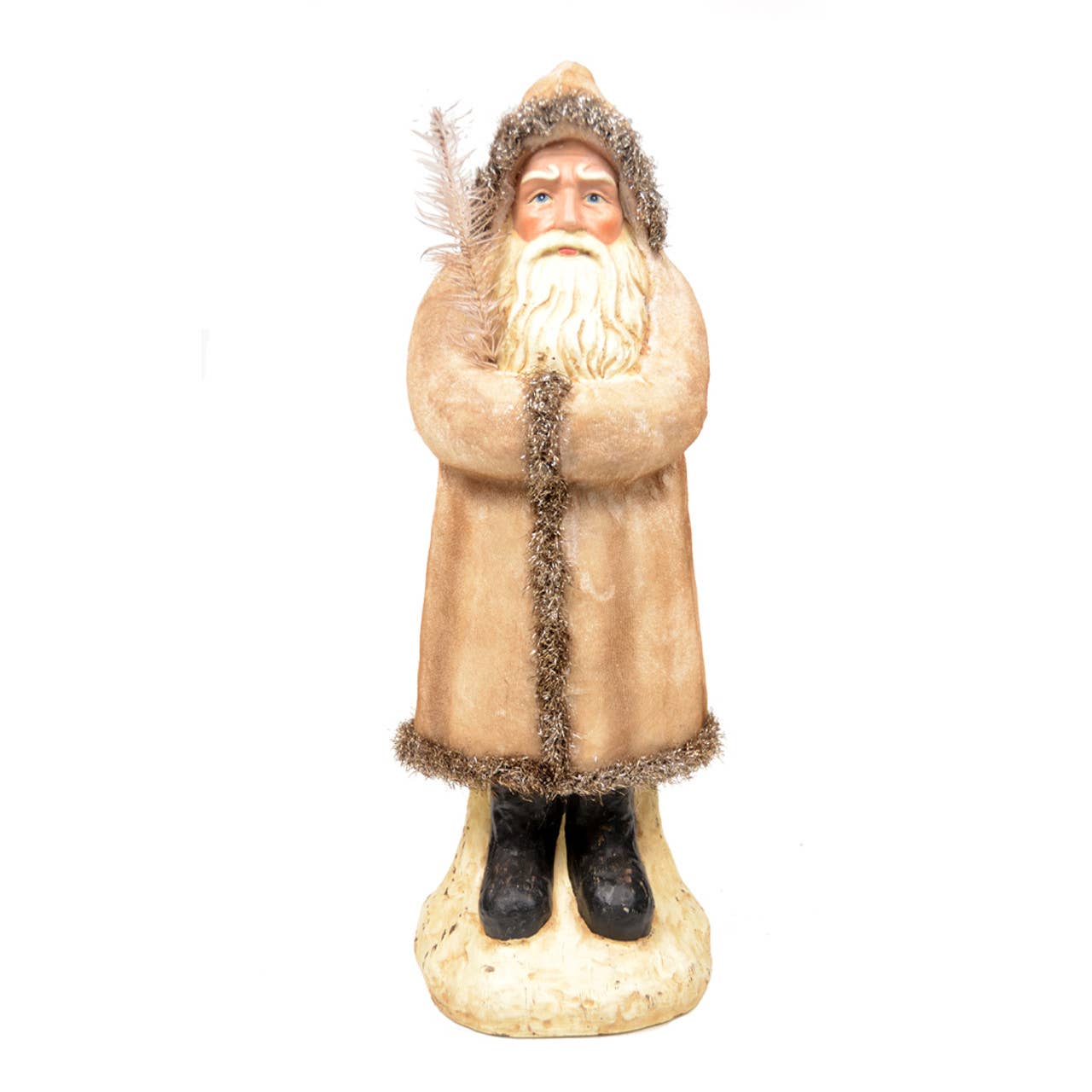16" Ivory Velvet Belsnickle - Nifty Decor & More