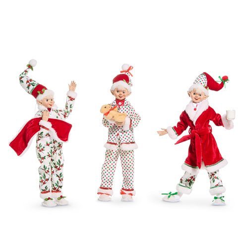 16" Pajama Party Posable Elf - Nifty Decor & More