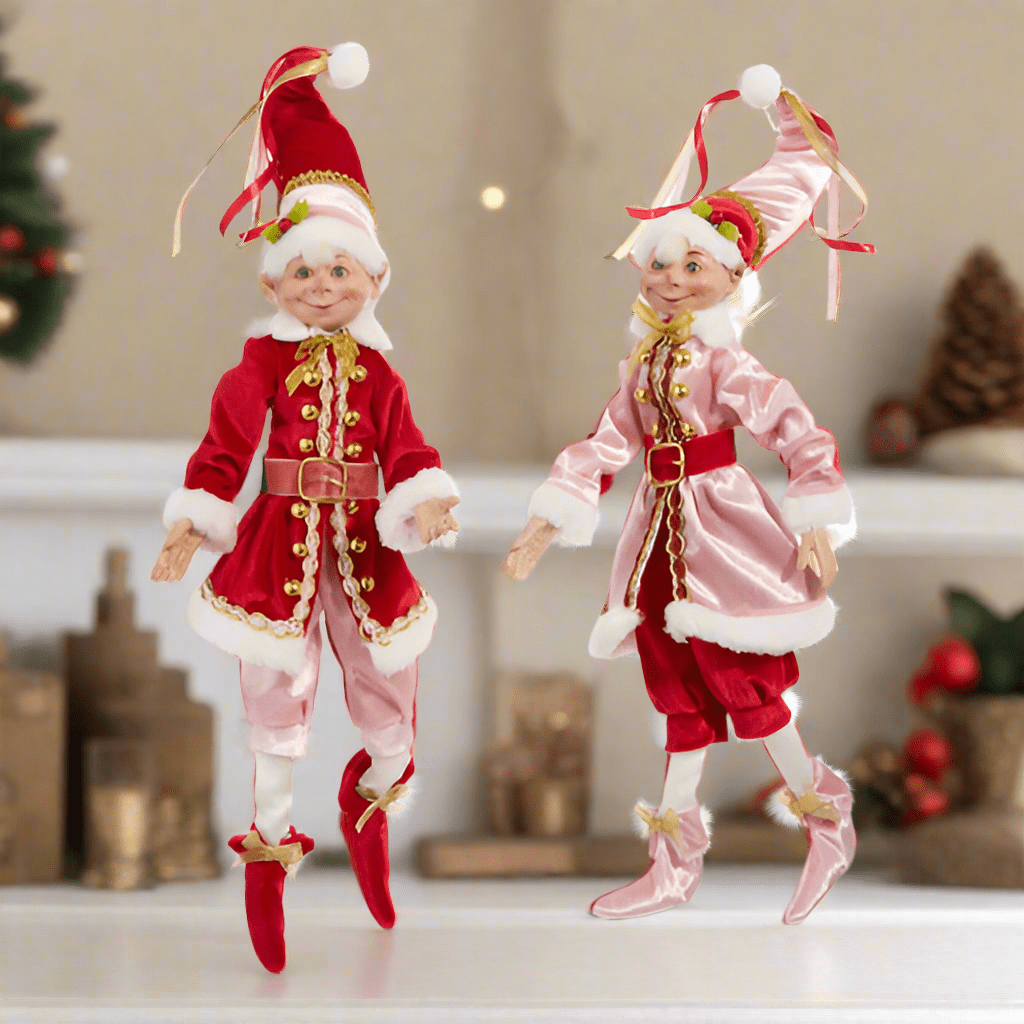 16" Pink & Red Posable Elf - Nifty Decor & More