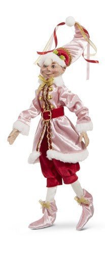 16" Pink & Red Posable Elf - Nifty Decor & More