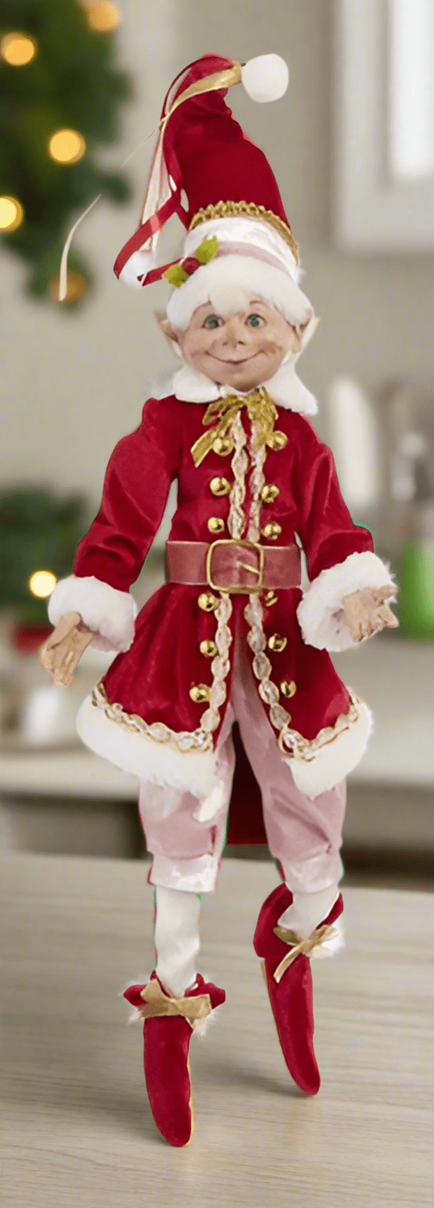 16" Pink & Red Posable Elf - Nifty Decor & More