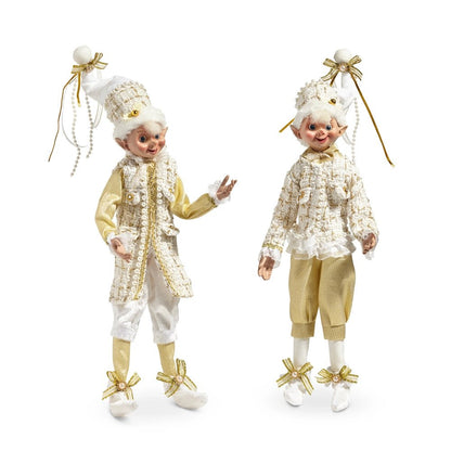 16" Posable Champagne Tweed Elf - Nifty Decor & More