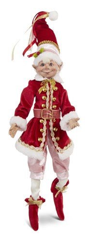 16" Pink & Red Posable ELF Red Coat