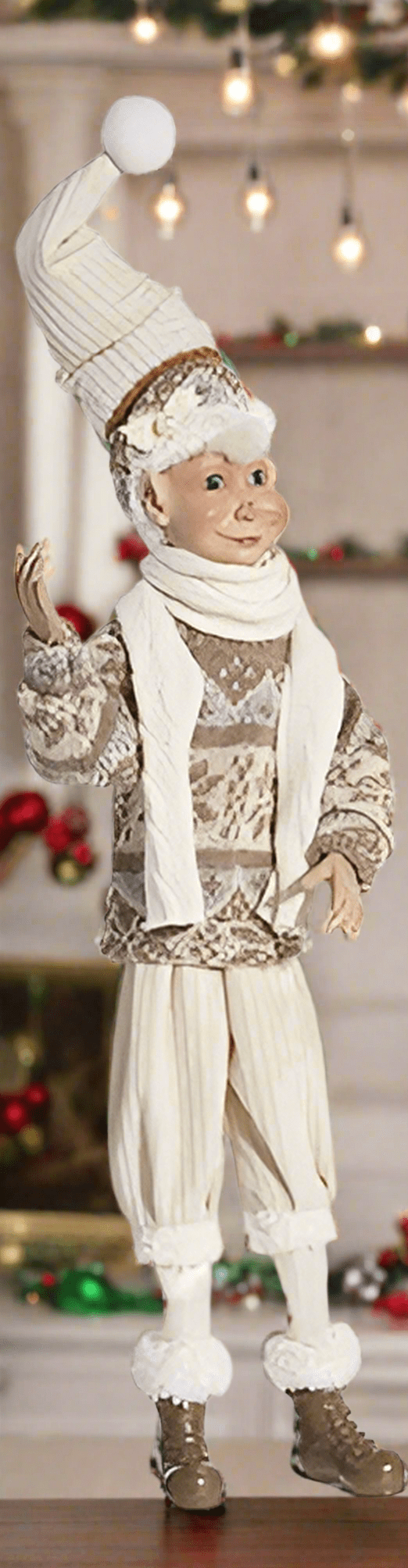 16" Posable Just Chillin Beige Elf - Nifty Decor & More